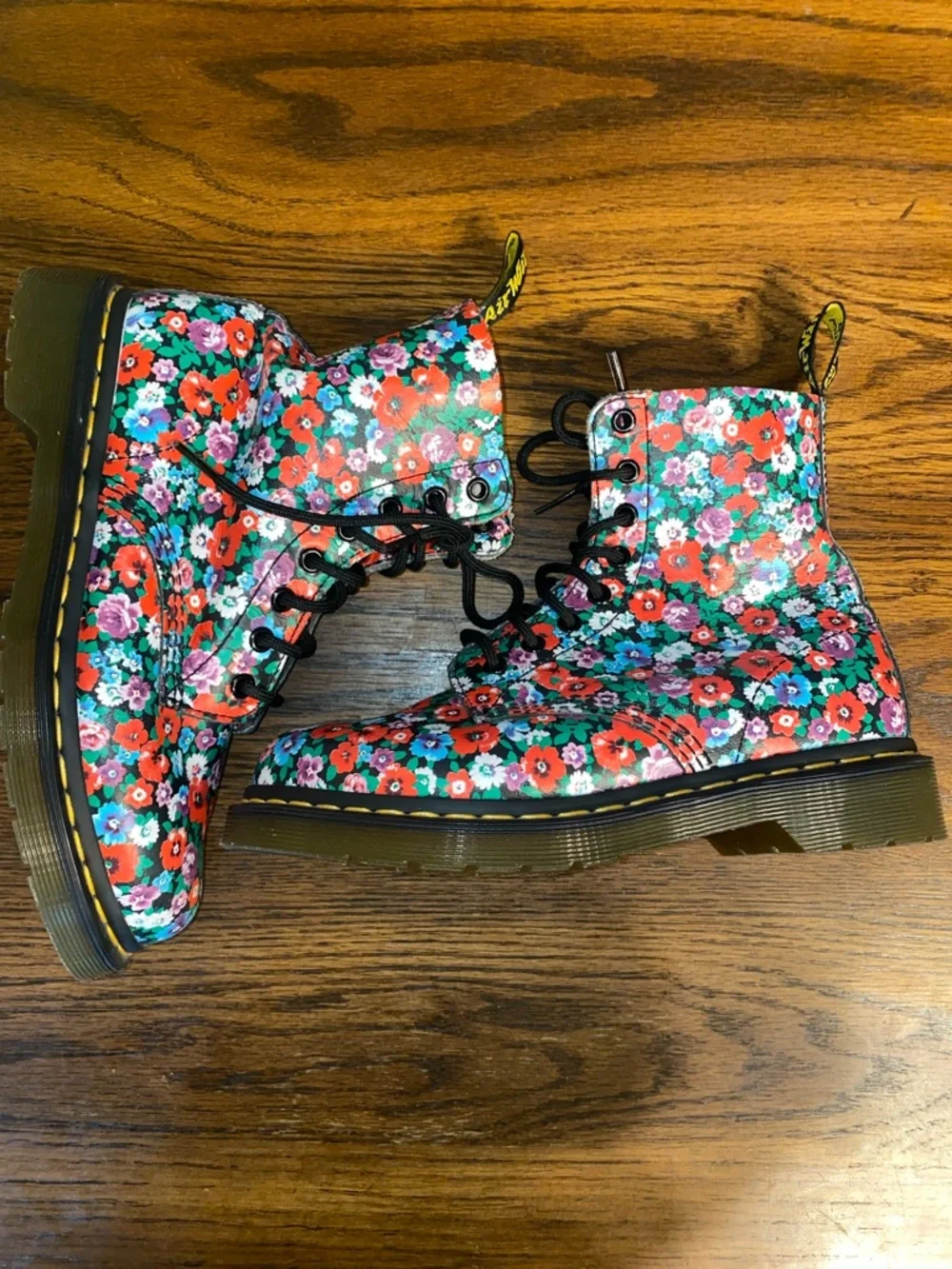 Dr. Martens 1460 Pascal Wanderlust Floral Boots Leather 8 Eye Multi Size 7 - Picture 9 of 11